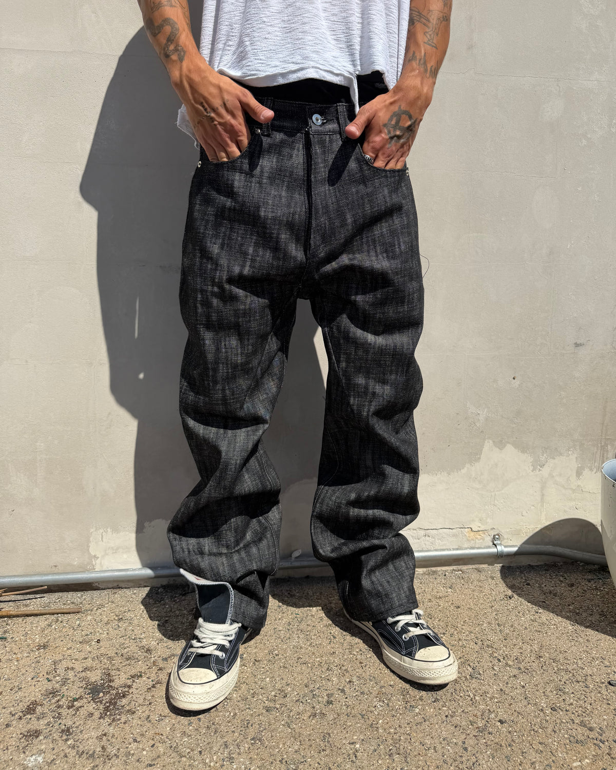 SPINE0.1 - BLK/NAT - 16OZ CROSS HATCH DENIM