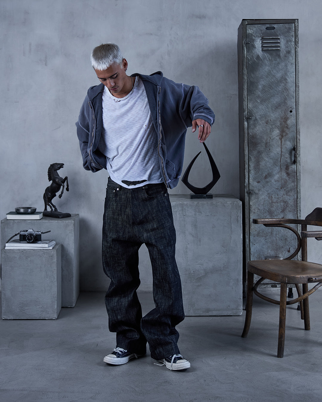 LINE0.1 - BLK/NAT - 16OZ CROSS HATCH DENIM