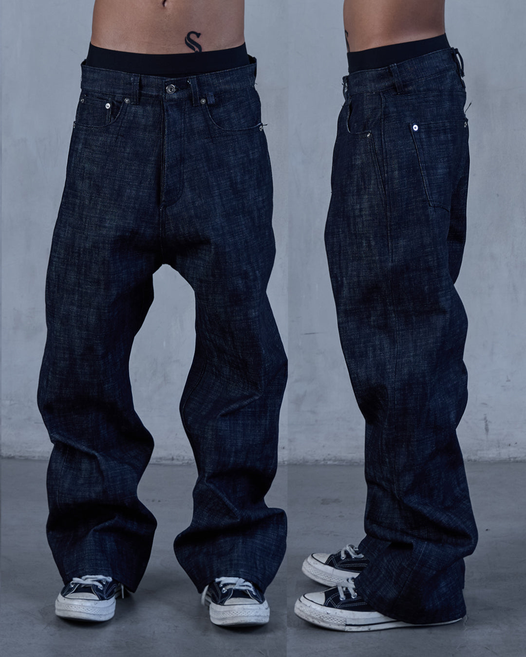 LINE0.1 - INDIGO- 16OZ CROSS HATCH DENIM
