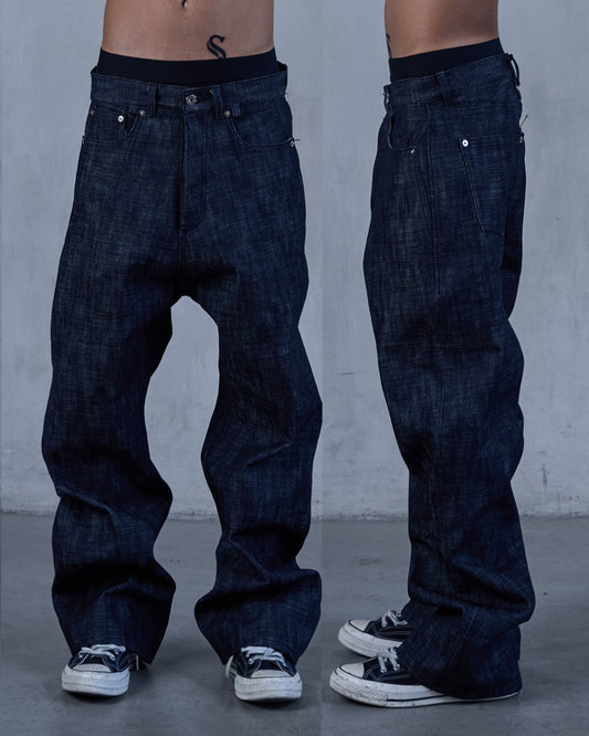 LINE0.1 - INDIGO- 16OZ CROSS HATCH DENIM