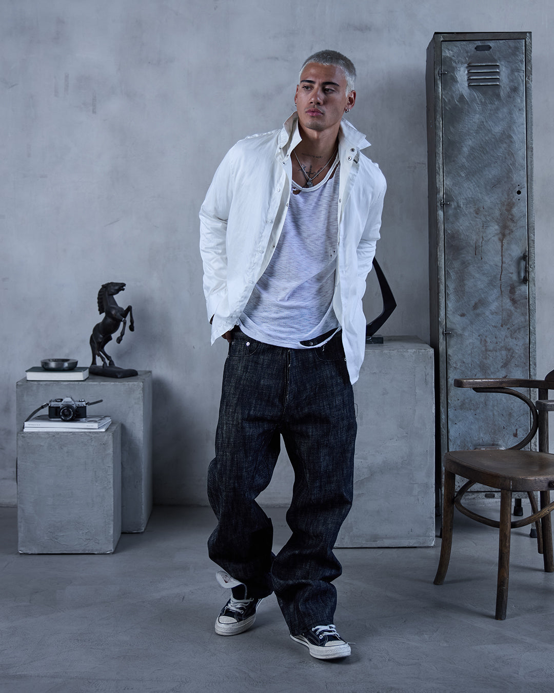 SPINE0.1 - BLK/NAT - 16OZ CROSS HATCH DENIM
