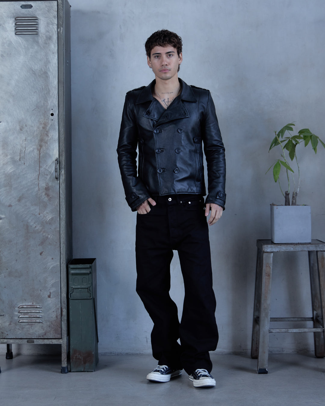 SPINE0.1 - BLACK - 16OZ RAW SLUB DENIM (SLIM)