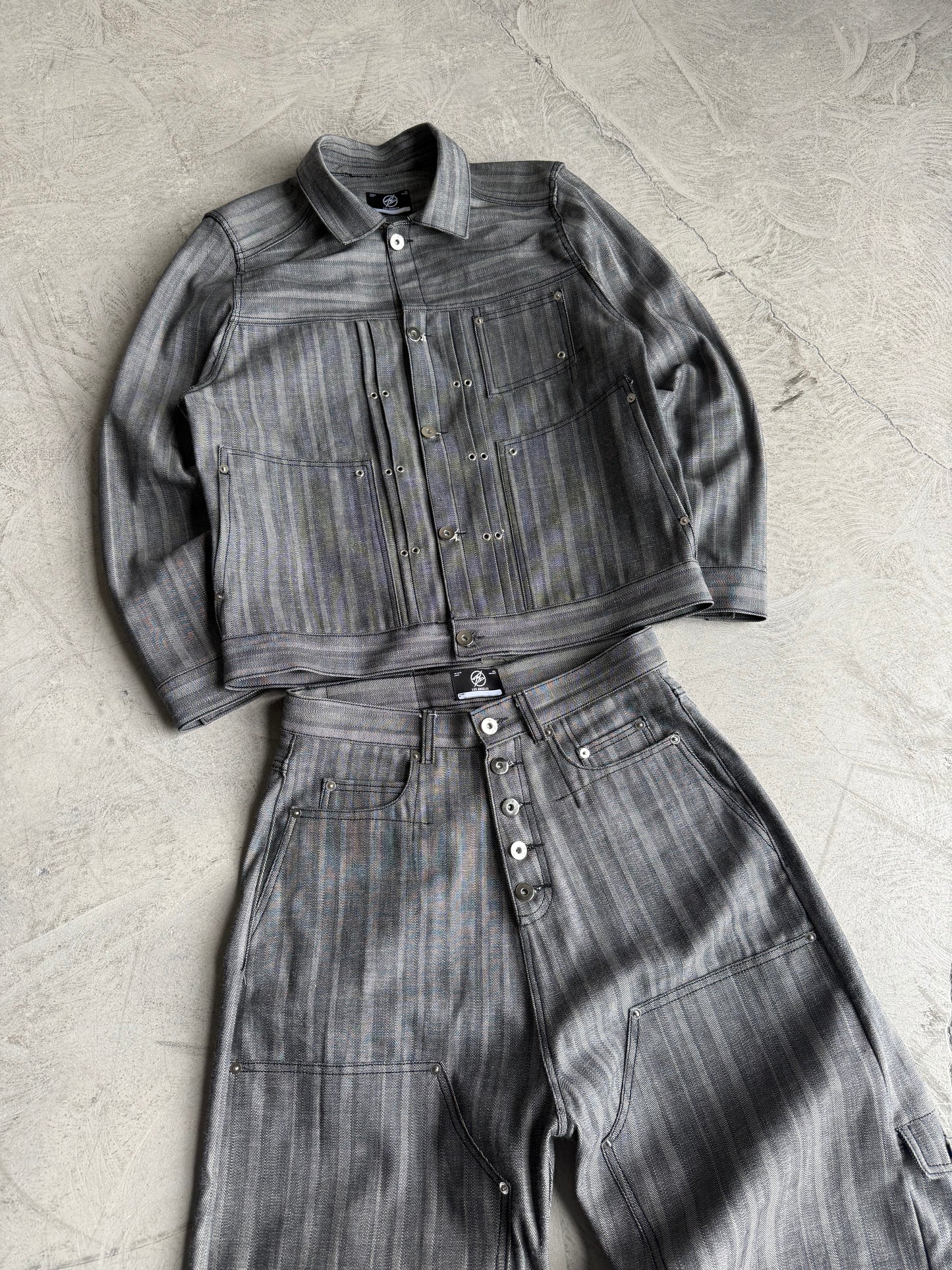 STREAMLINE 0.2 'GREY' JAPANESE HERRINGBONE DENIM JACKET (OVERSTOCK)
