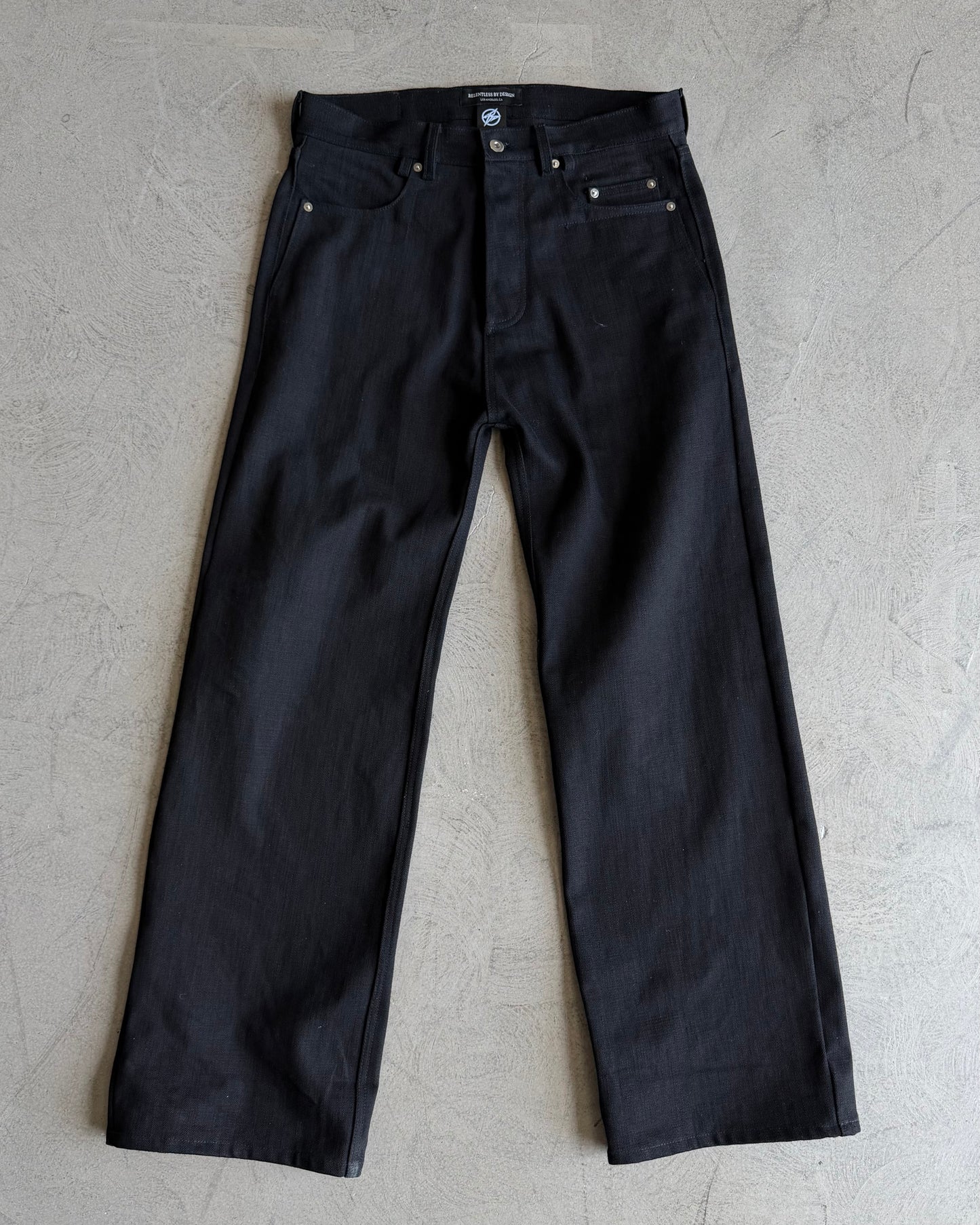 LINE0.1 - BLACK - 16OZ RAW SLUB DENIM (WIDE)