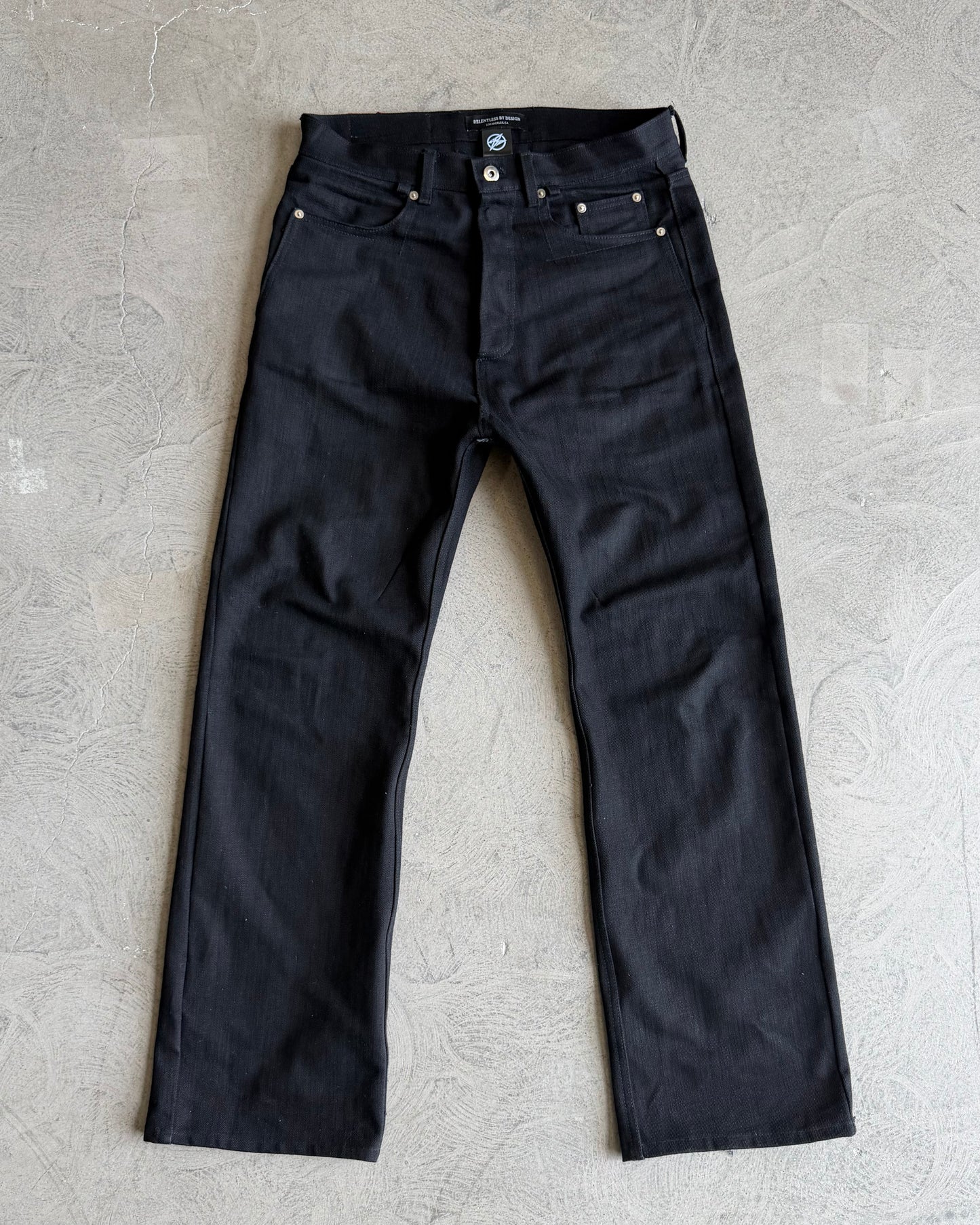 SPINE0.1 - BLACK - 16OZ RAW SLUB DENIM (SLIM)