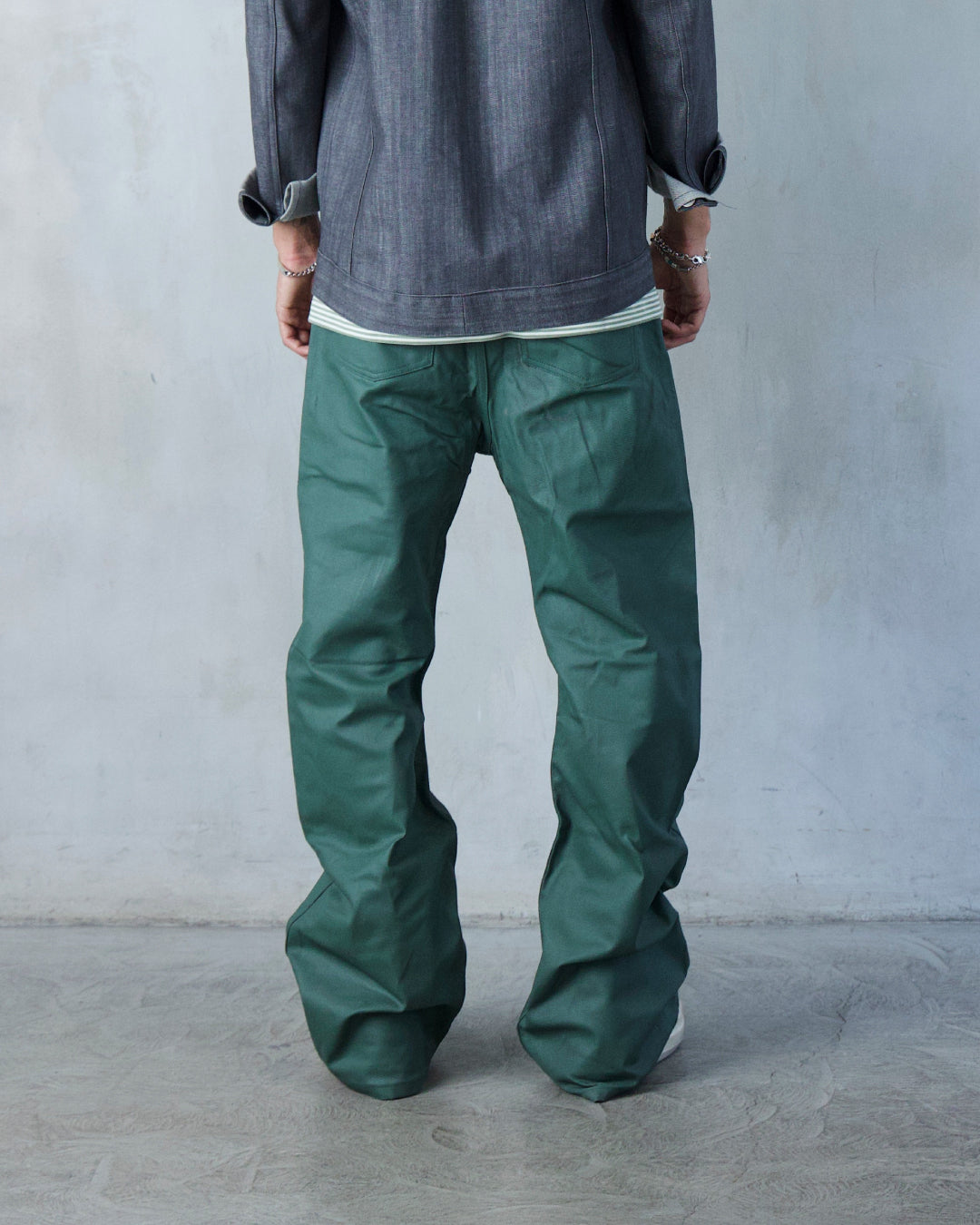 BASE .01 'EMERALD GREEN' JAPANESE COATED DENIM (OVERSTOCK)