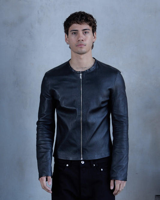 FRONTLINE0.1 - BLACK - LAMB SKIN MOTO JACKET
