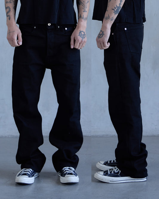 SPINE0.1 - BLACK - 16OZ RAW SLUB DENIM (SLIM)
