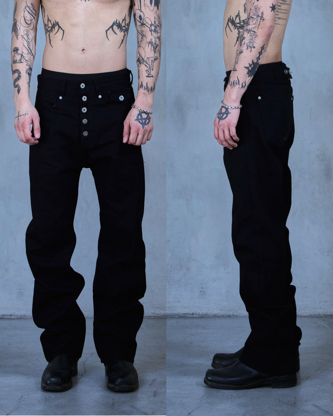 SPINE 0.4 - BLACK - SLIM RAW DENIM