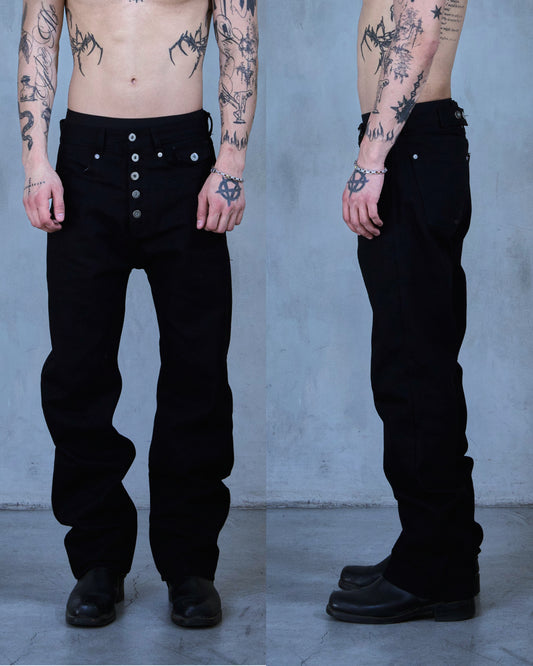 SPINE 0.4 - BLACK - SLIM RAW DENIM