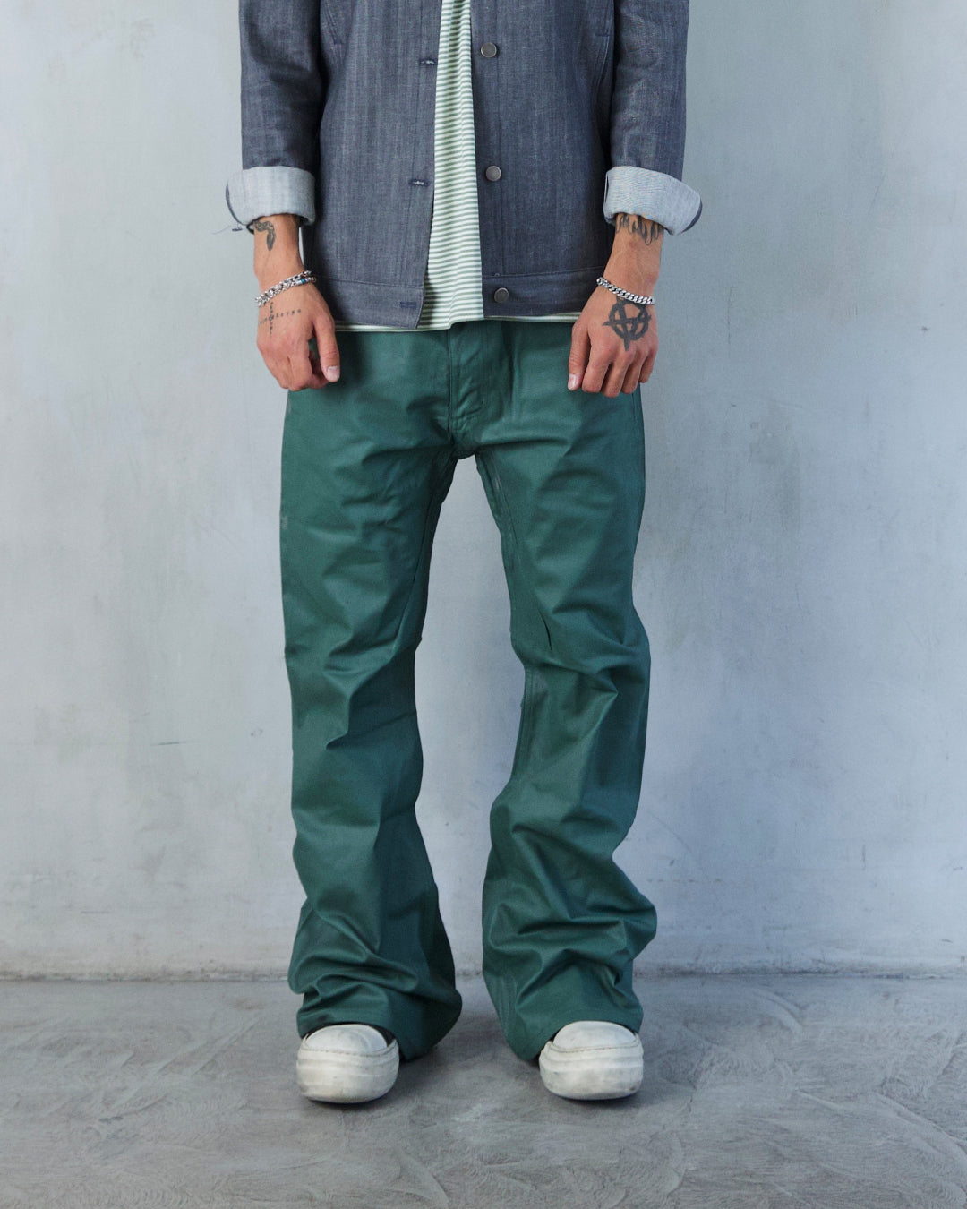 BASE .01 'EMERALD GREEN' JAPANESE COATED DENIM (OVERSTOCK)