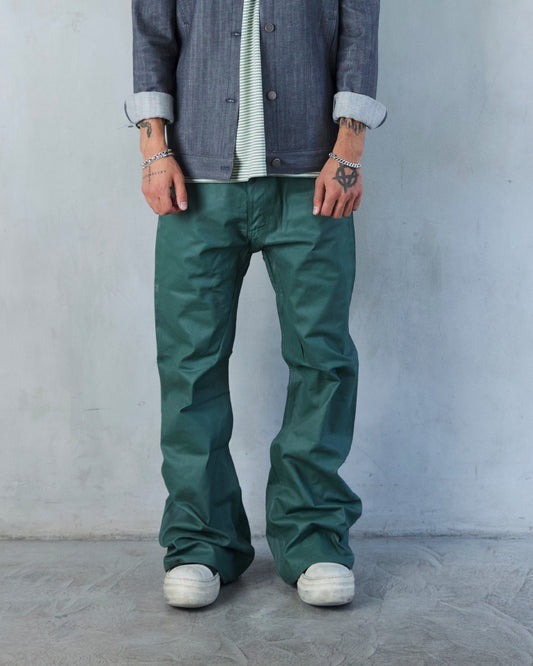 BASE .01 'EMERALD GREEN' JAPANESE COATED DENIM (OVERSTOCK)