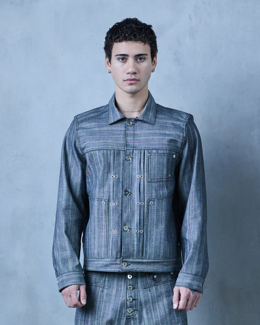 STREAMLINE 0.2 'GREY' JAPANESE HERRINGBONE DENIM JACKET (OVERSTOCK)